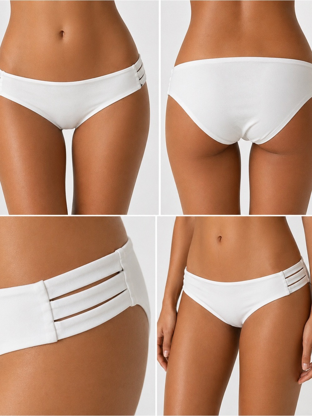 Vitamin A Triple Emilia Side Split Hipster Bikini Swim Bottom Sz 12 NEW! White